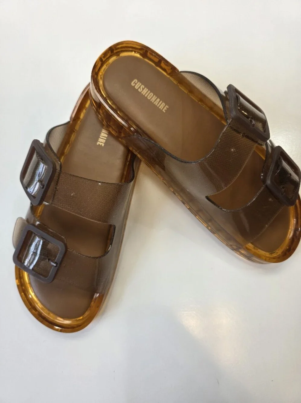 Cushionaire Amber Jelly Double Buckle Slide Sandals Size 8 - New